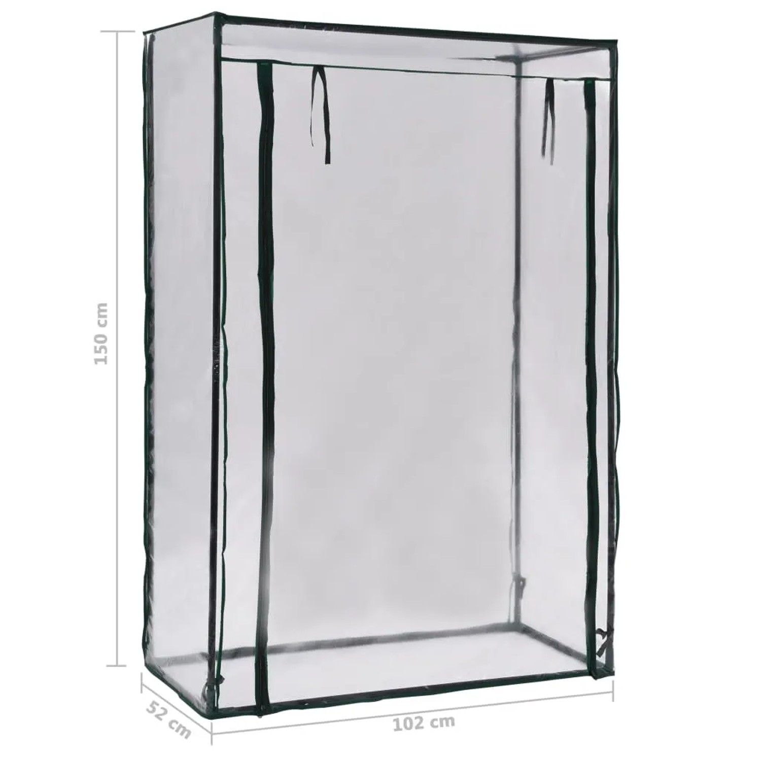 furnicato Tomaten-Gewächshaus, 102x52x150cm, mit transparentem PVC und grünem Stahlrohrrahmen.