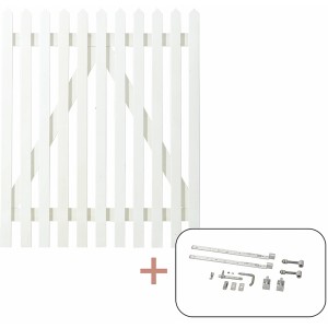 Weißes Nadelholz Gartentor Skagen Lux, 100x120 cm, mit Beschlägen für die Selbstmontage.