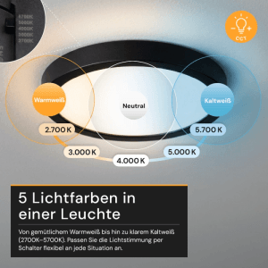 ENOVALITE LED Panel, dimmbar, mit 5 Lichtfarben (Warm- bis Kaltweiß) für Lampen & Leuchten.
