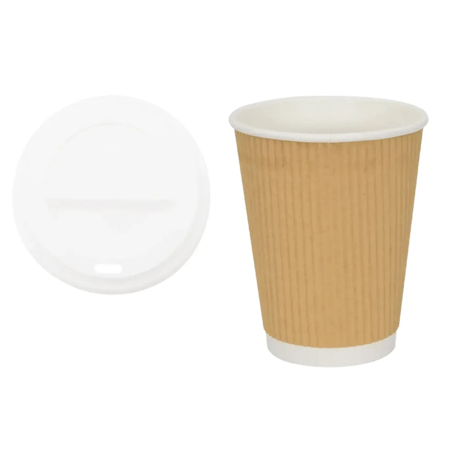 DELUKE Gewellte Pappbecher Braun 1000 Stück Mit Deckel 300ml Einwegbecher Getränkebecher Pappe Becher Einweg Kaffeebeche...