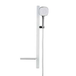 Swiss Aqua Technologies Duschset Duschstange mit Handbrause und Praktischer Ablage Weiß und Chrom