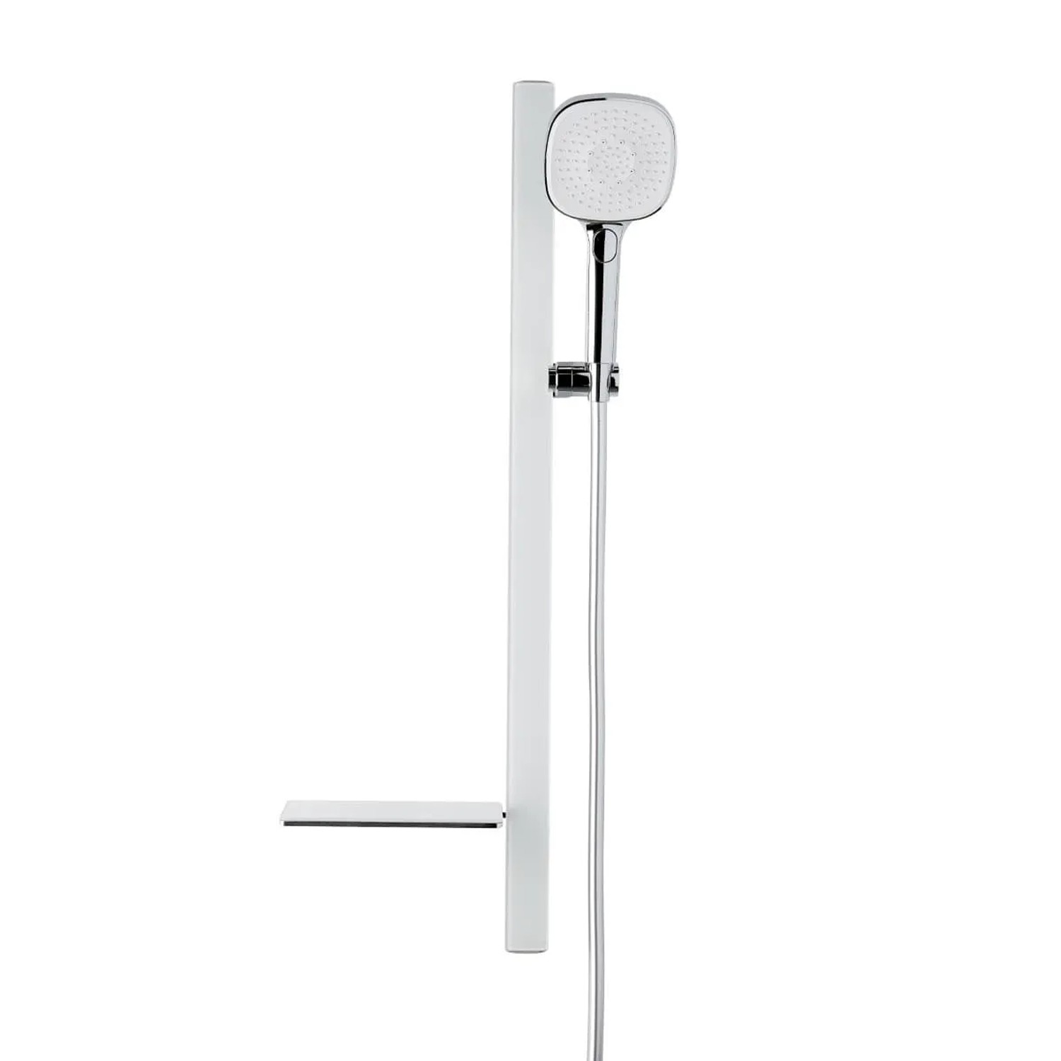 Swiss Aqua Technologies Duschset Duschstange mit Handbrause und Praktischer Ablage Weiß und Chrom_2