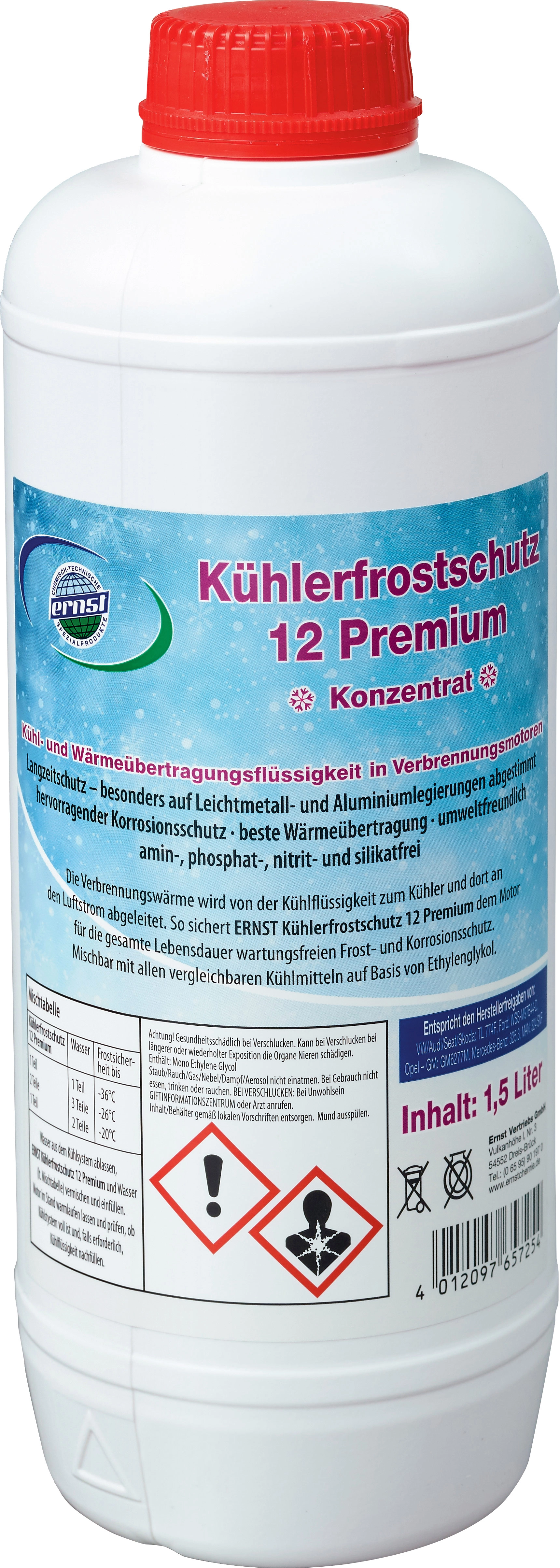 Ernst Kühlerfrostschutz 12 Premium 1,5 l Rot