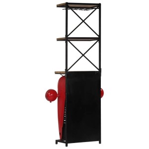 VidaXL Traktor-Weinschrank aus Mango Massivholz, Weinregal mit Ablagen und Flaschenhaltern.