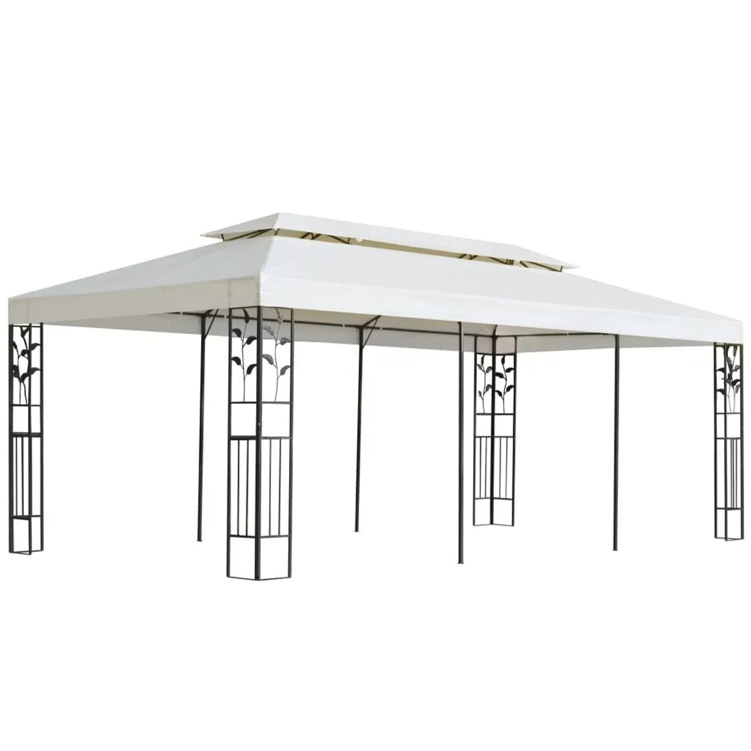 vidaXL Pavillon mit Doppeldach Weiß 6x3 m Stahl 362376