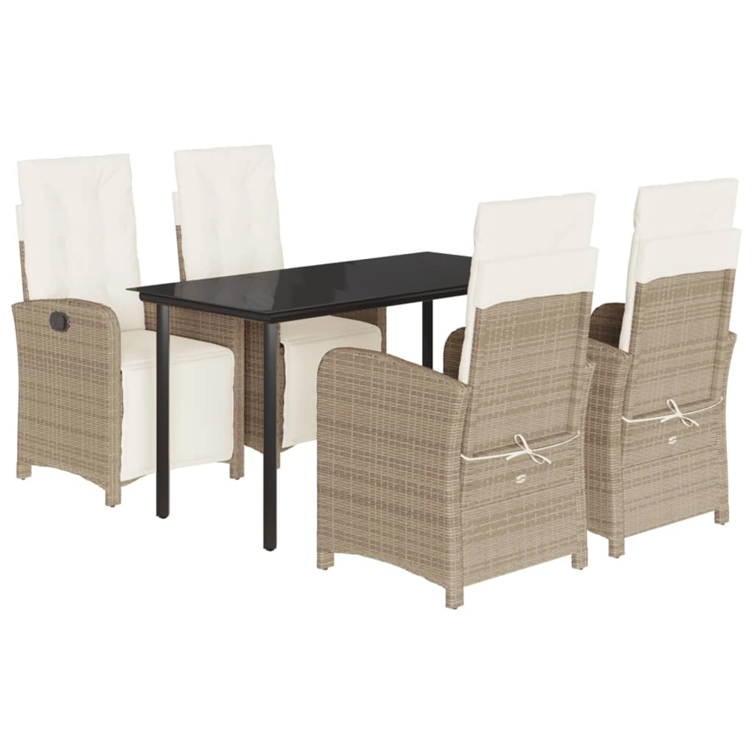 vidaXL 5-Tlg Garten-Essgruppe mit Kissen Beige Poly Rattan 3212579 günstig online kaufen