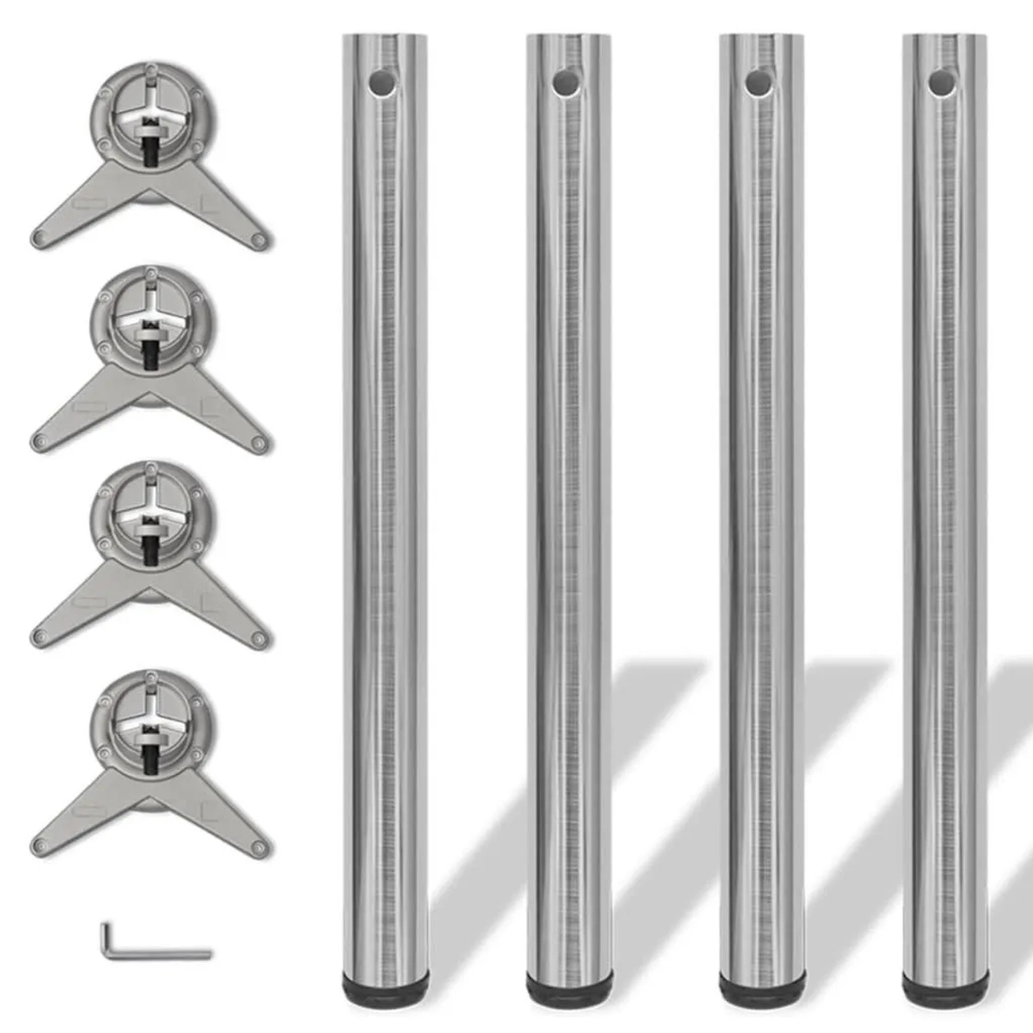 vidaXL 4x Höhenverstellbares Tischbein Nickel Gebürstet 710 mm 242136
