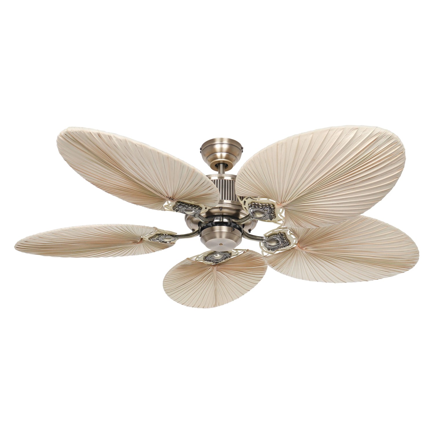 CASAFAN Deckenventilator Caribbean Dream Eco II Messing antik mit Palmenflügeln.