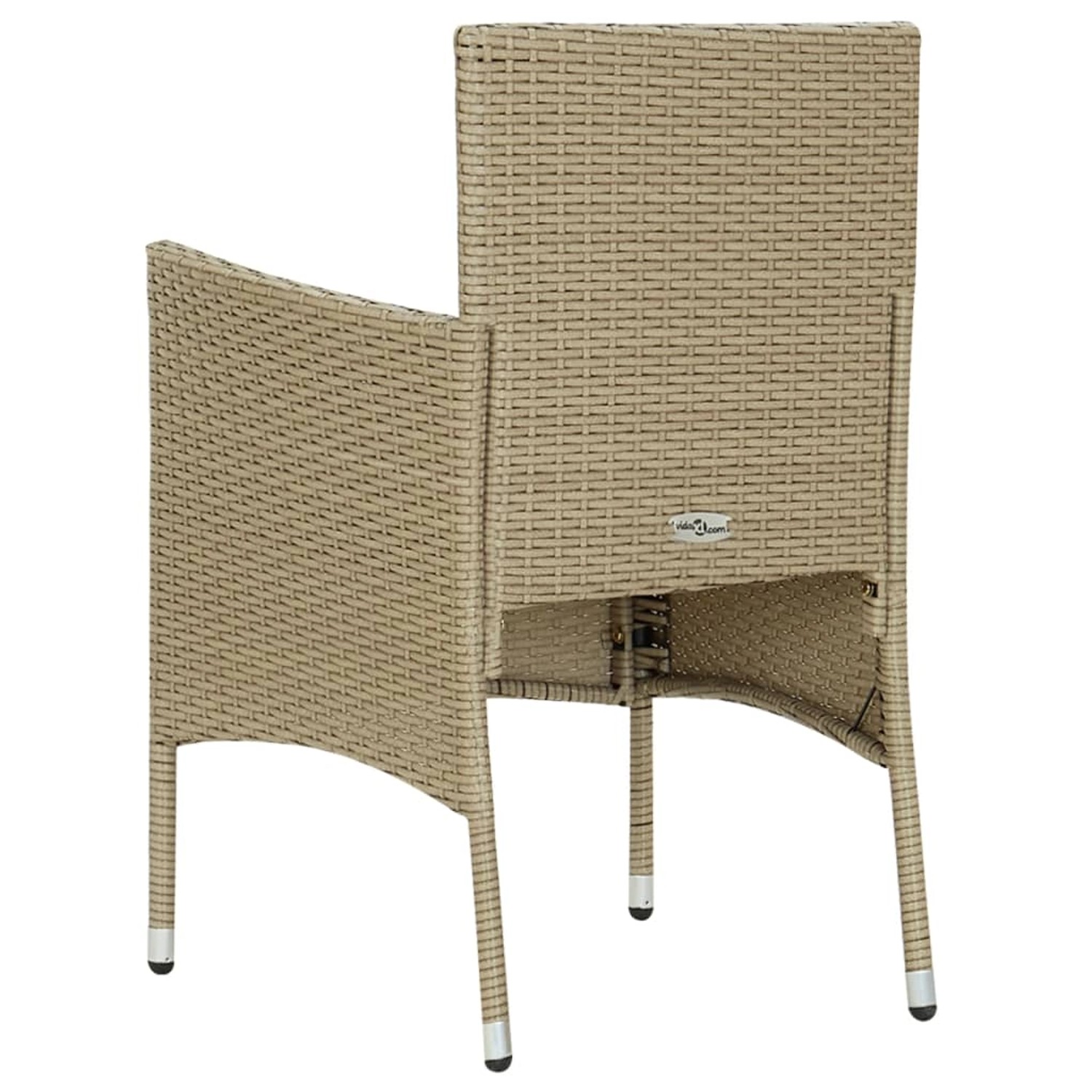Rattan Gartenstuhl der vidaXL 5-tlg Essgruppe, beige, Rückansicht.