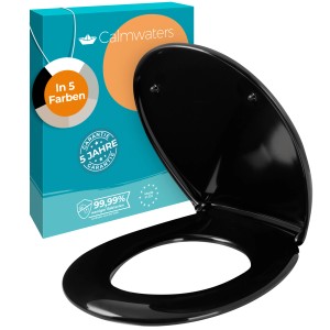 Schwarzer Calmwaters WC-Sitz Premium mit Absenkautomatik, abnehmbar und antibakteriell.