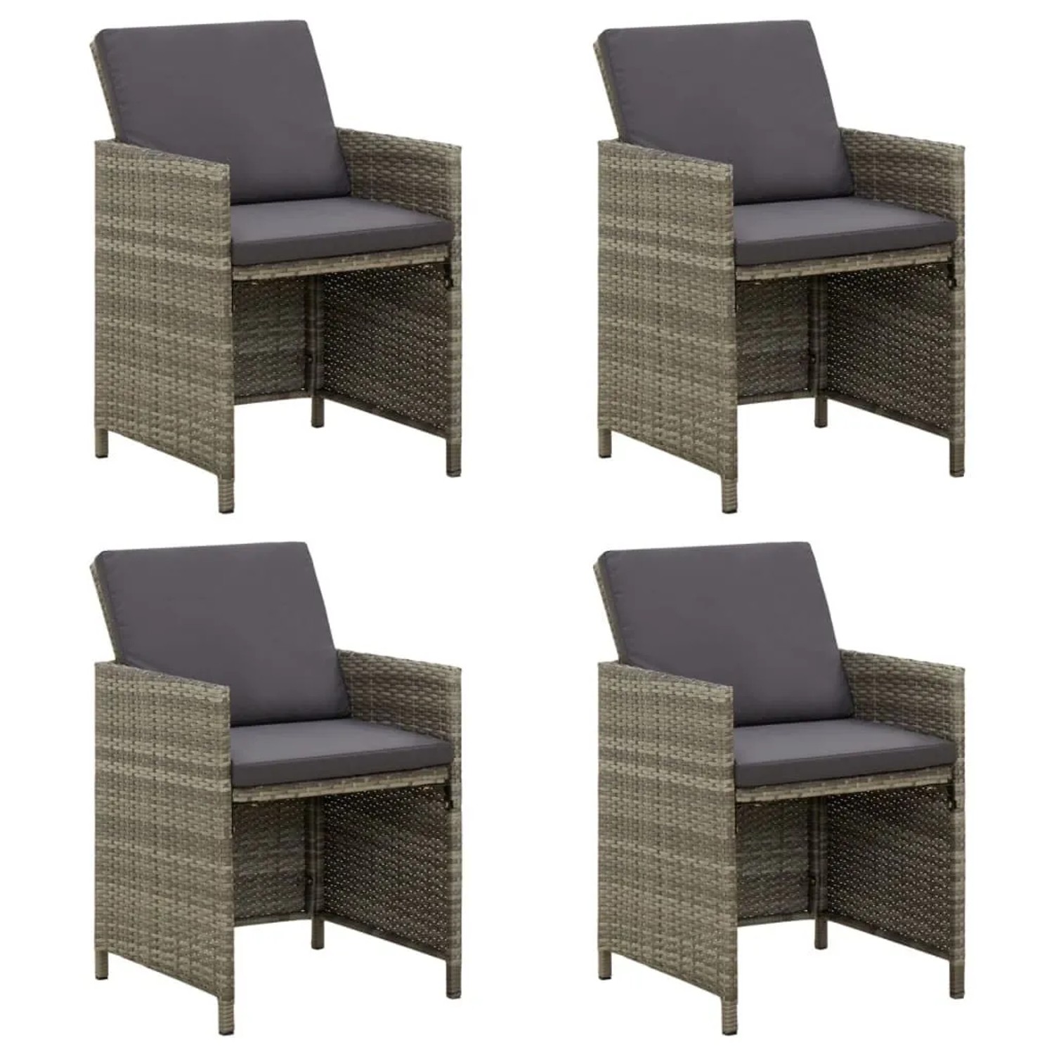 Furnicato Gartenstühle 4er Set Mit Kissen Poly Rattan Grau 52x56x85 Cm