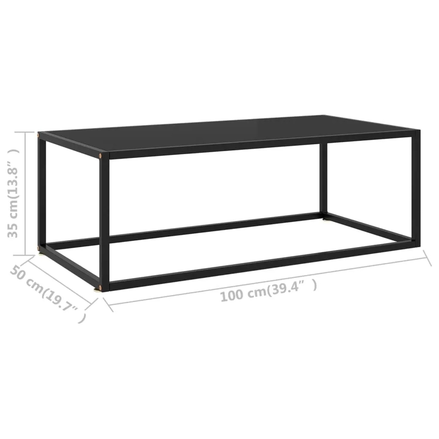 Schwarzer vidaXL Couchtisch mit Glasplatte, 100x50x35 cm, modernes Design für Wohnzimmer.