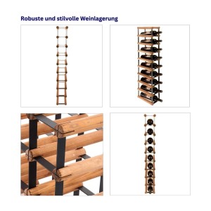 PROREGAL Weinregal Vinotega Mod Metal für 9 Flaschen aus Kiefernholz, braun geölt.