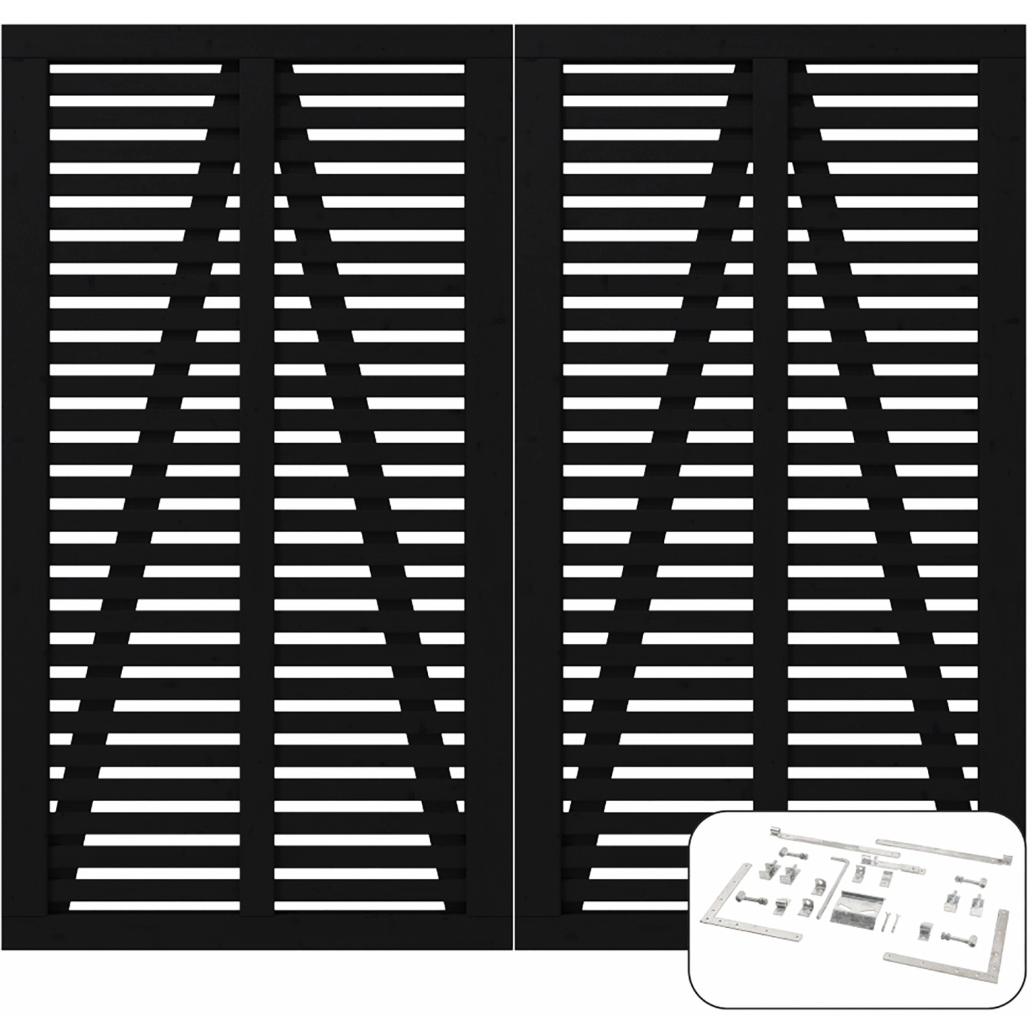 Doppeltor Harmoni Nadelholz Schwarz 200 cm x 180 cm günstig online kaufen