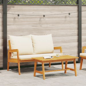 2-teiliges Bistro-Set aus Akazienholz mit Bank und Tisch, ideal für Garten und Terrasse.