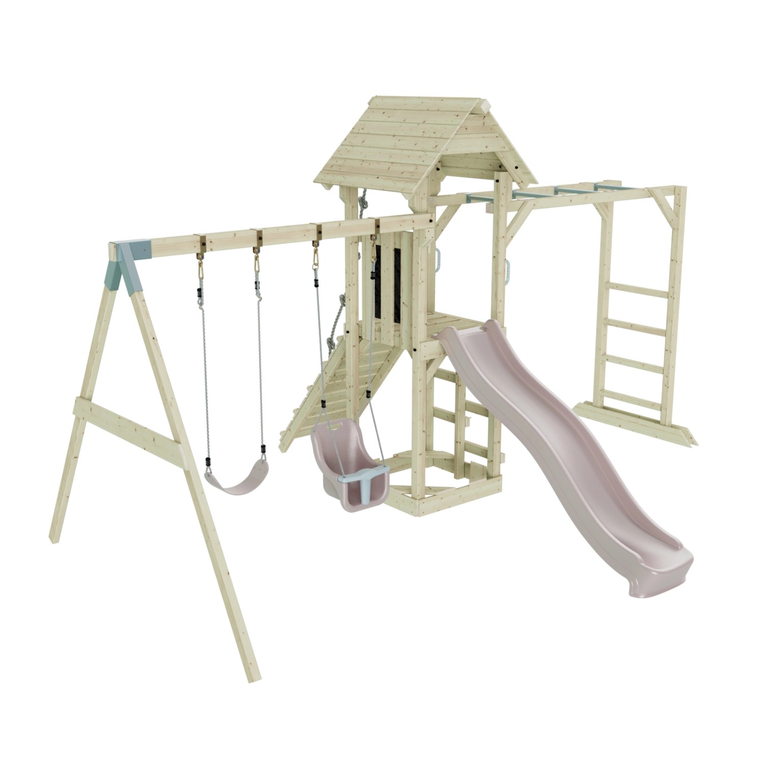 OutdoorToys Spielturm Örebro mit Babyschaukel Altrosa günstig online kaufen