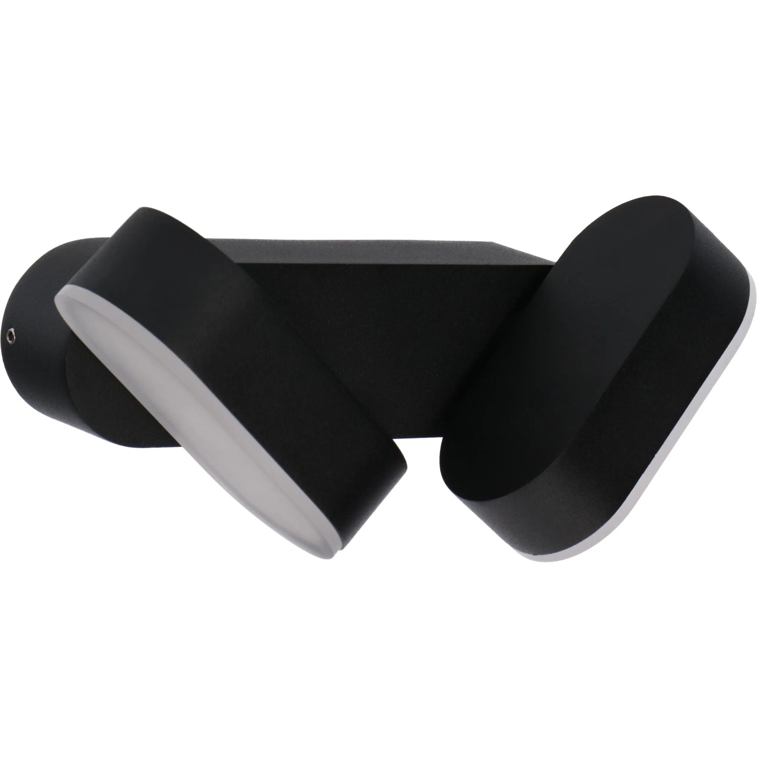 Schwarze LED`s light Außenwandleuchte Oval mit zwei drehbaren Leuchtenköpfen.