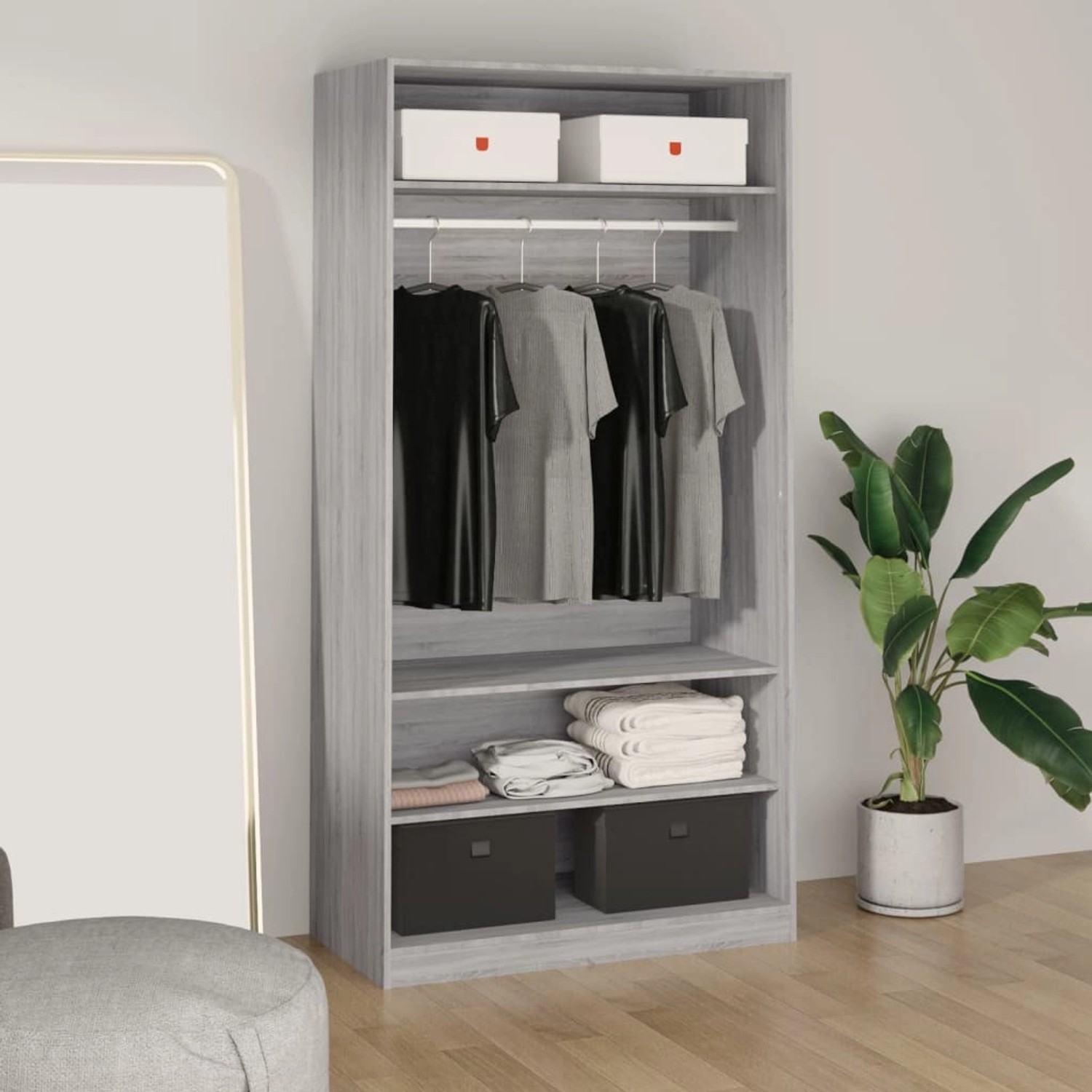 vidaxl kleiderschrank grau sonoma 100x50x200 cm holzwerkstoff modell 2