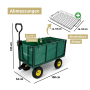 deluxe4home Bollerwagen, grüner Transportwagen mit Maßen und Zubehör.