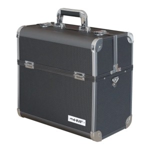 HMF 14902-02 Alu Werkzeugkoffer Leer Angelkoffer Individuelle Trennwände 36 x 35 x 22 cm Schwarz