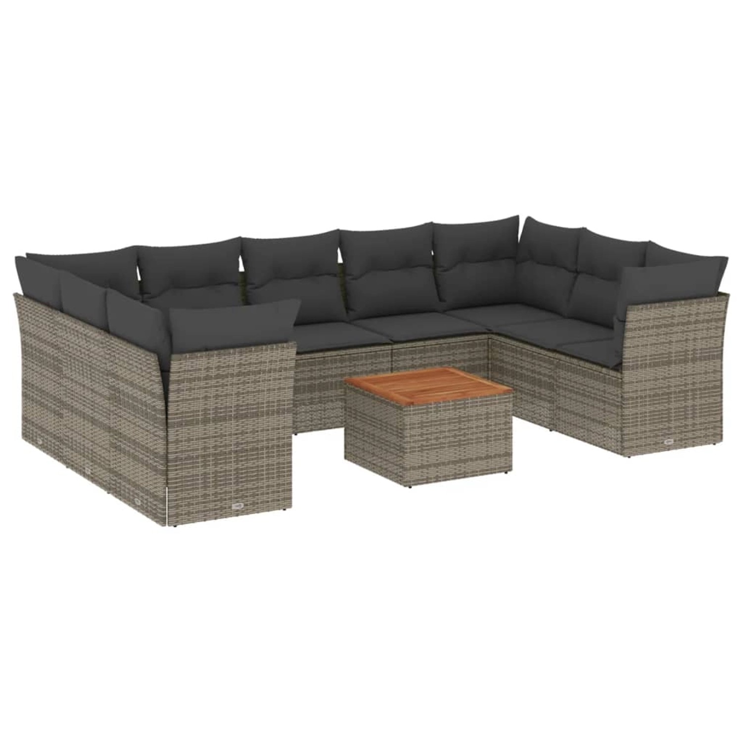 vidaXL 10-Tlg Garten-Sofagarnitur mit Kissen Grau Poly Rattan 3256137 günstig online kaufen