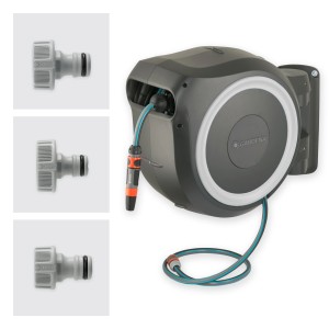 Gardena Wand-Schlauchbox RollUp XL mit 35m Gartenschlauch und Zubehör.