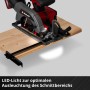 Einhell Akku-Handkreissäge TP-CS 18/136, rot/grau, mit LED-Licht beim Sägen.