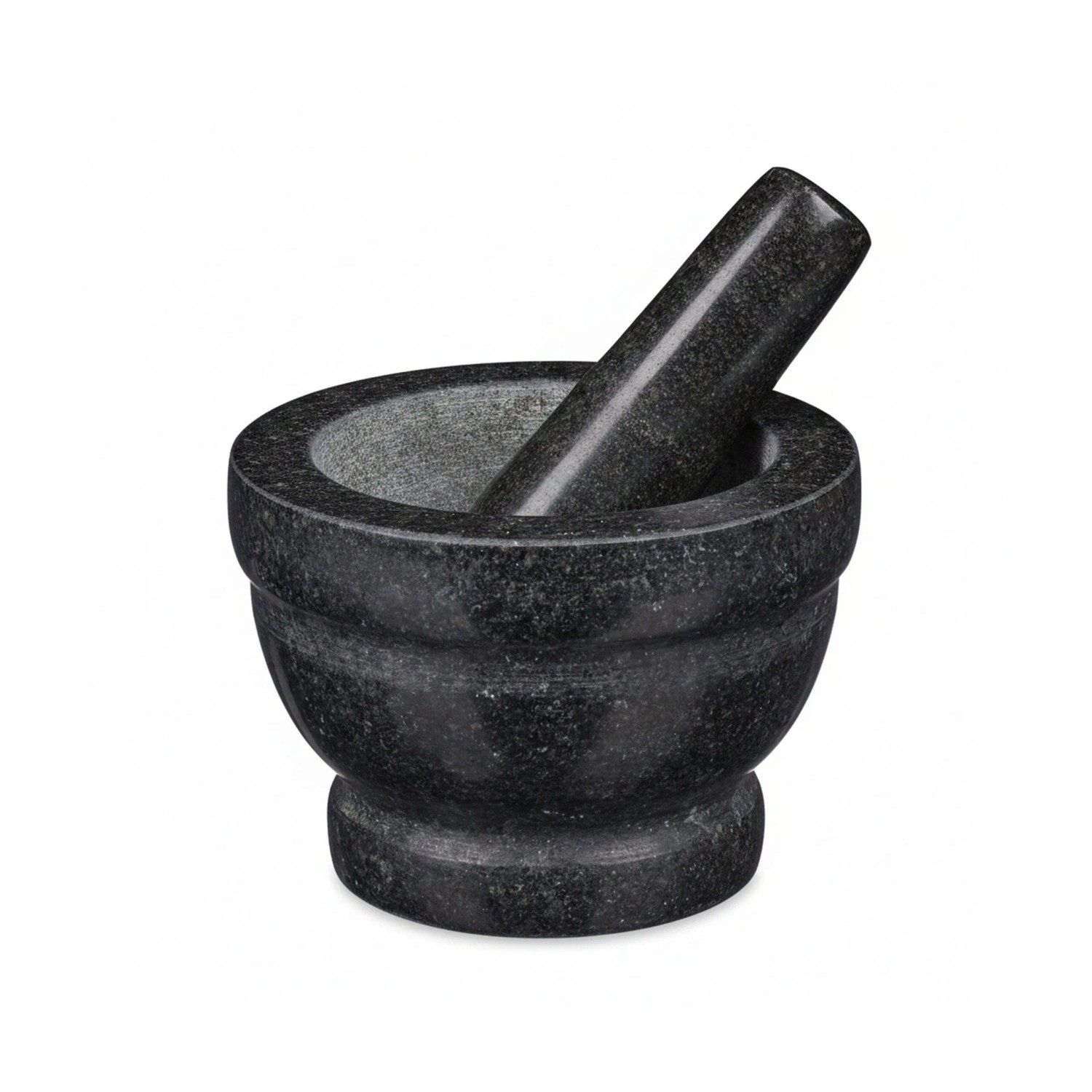 Relaxdays Mörser mit Stößel Granit Grau Standfest 10 cm x 14 cm 2,15 kg