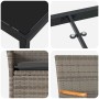 Detailansichten der grauen vidaXL Garten Essgruppe aus Polyrattan mit Tisch und Stühlen.
