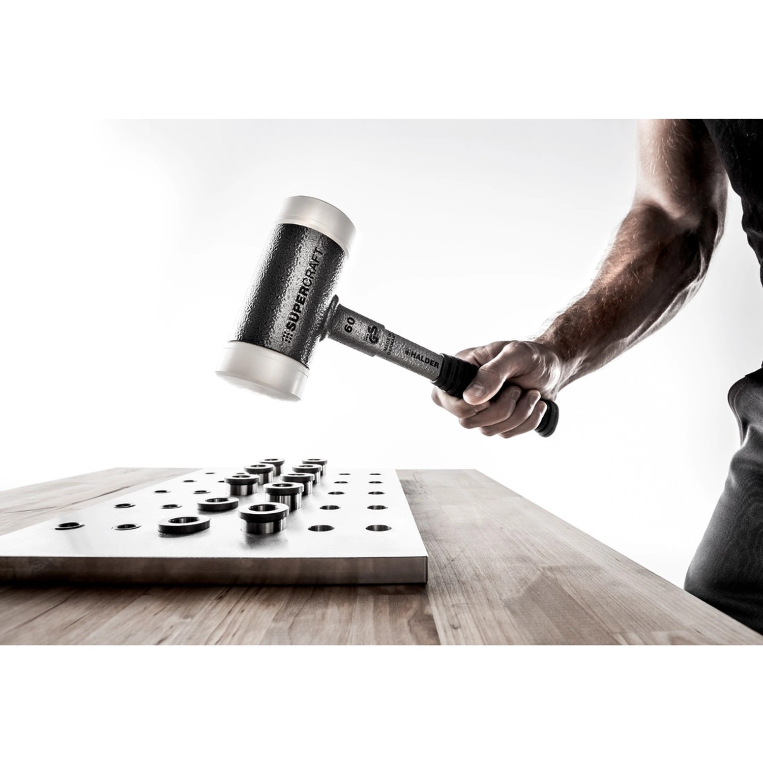 Halder Supercraft Schonhammer Ø 30 mm Rückschlagfrei mit Bruchsicherem StahlrohrStiel_12