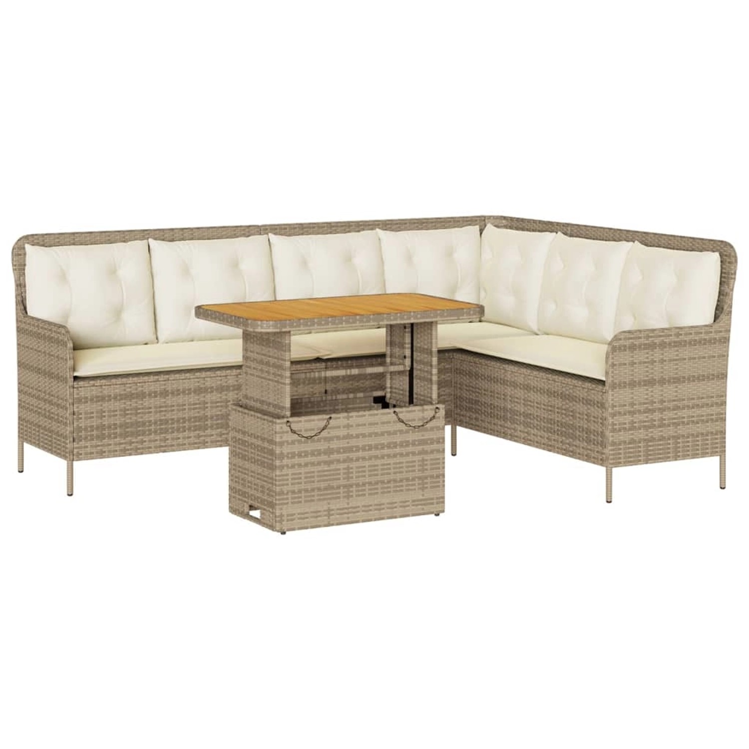 vidaXL 2-Tlg Garten-Sofagarnitur mit Kissen Beige Poly Rattan 3262090