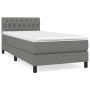 Dunkelgraues vidaXL Boxspringbett (90x200 cm) mit Matratze und Stoffbezug.