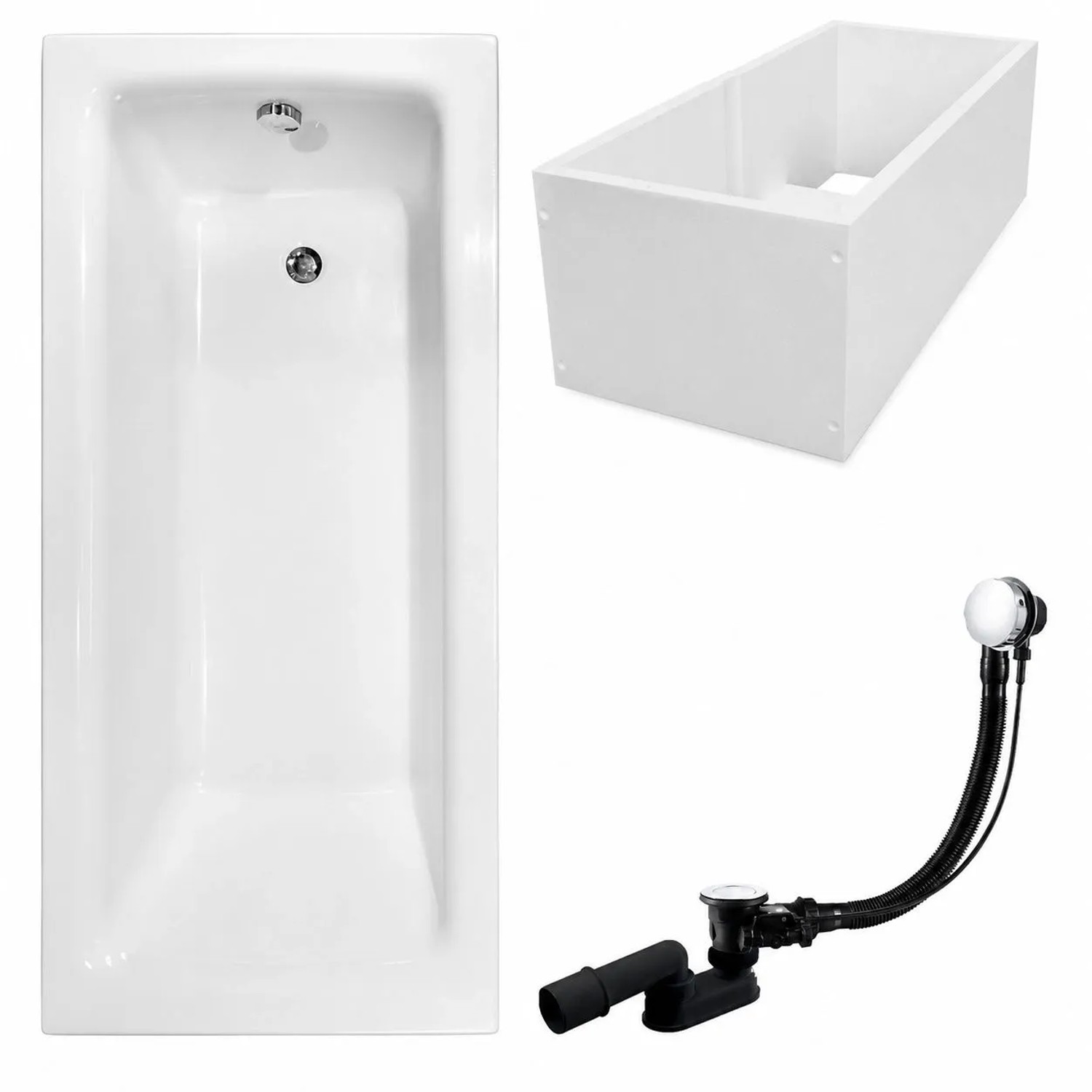 KOLMAN Badewanne Rechteck 160 x 75 Cm Mit Wannenträger Inkl. Ablauf Und Füße