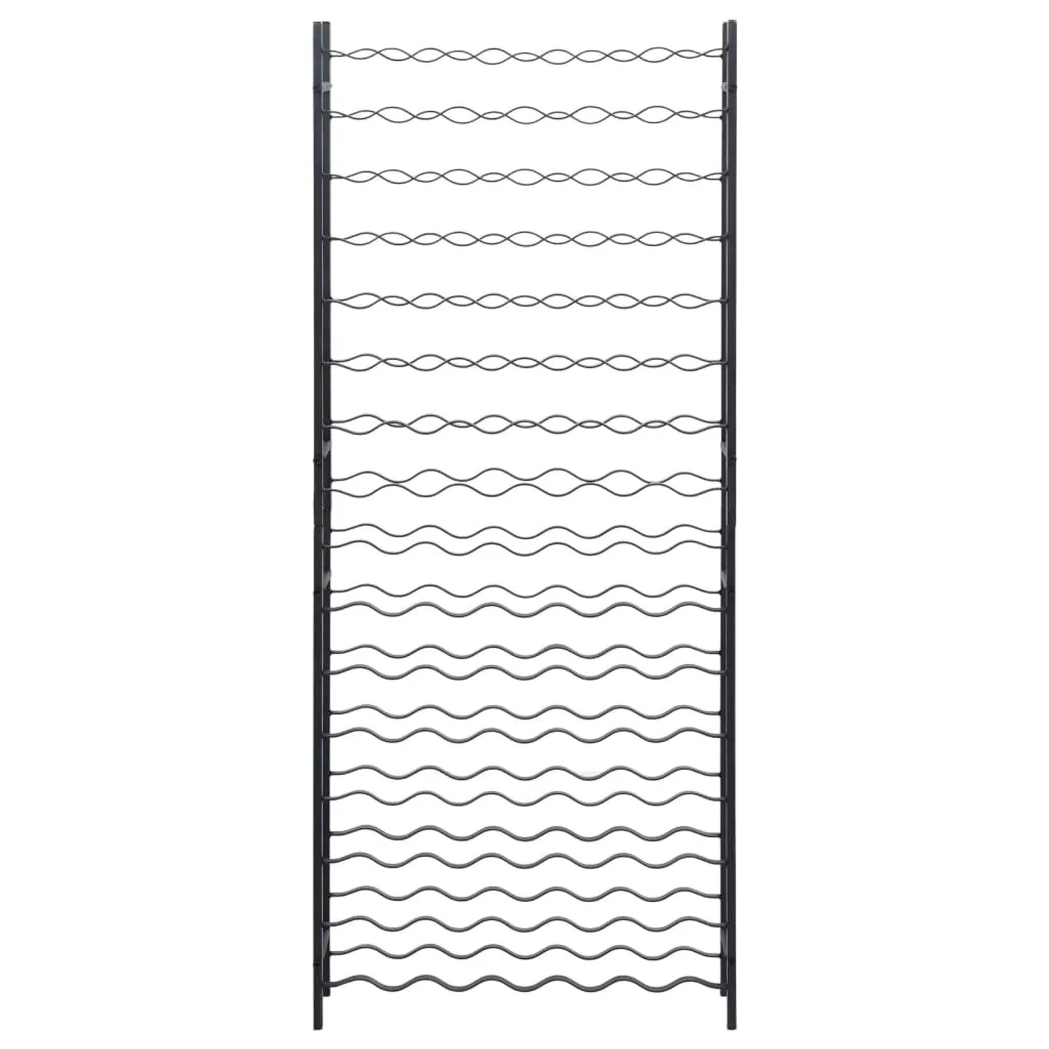 Schwarzes VidaXL Weinregal aus Eisen für 96 Flaschen, modernes Design.
