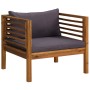 Akazienholz Sessel mit grauen Auflagen, Teil des vidaXL Garten Lounge Sets.