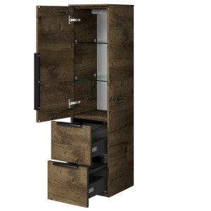 Pelipal Midischrank Quantum 07, Eiche Ribbeck Quer, mit Tür, 2 Auszügen und Glaseinlegeböden.