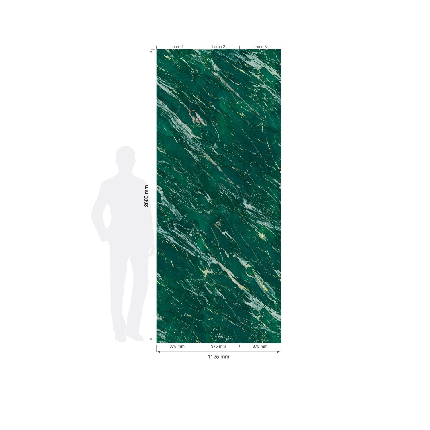 Grosfillex Wandpaneel in 3D Marmor Optik, Grün, 260x37,5 cm. Dekoratives Paneel für Wand- und Deckengestaltung.