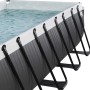Detailansicht des schwarzen Exit Black Leather Pool mit Stahlrahmen und Filterpumpe.
