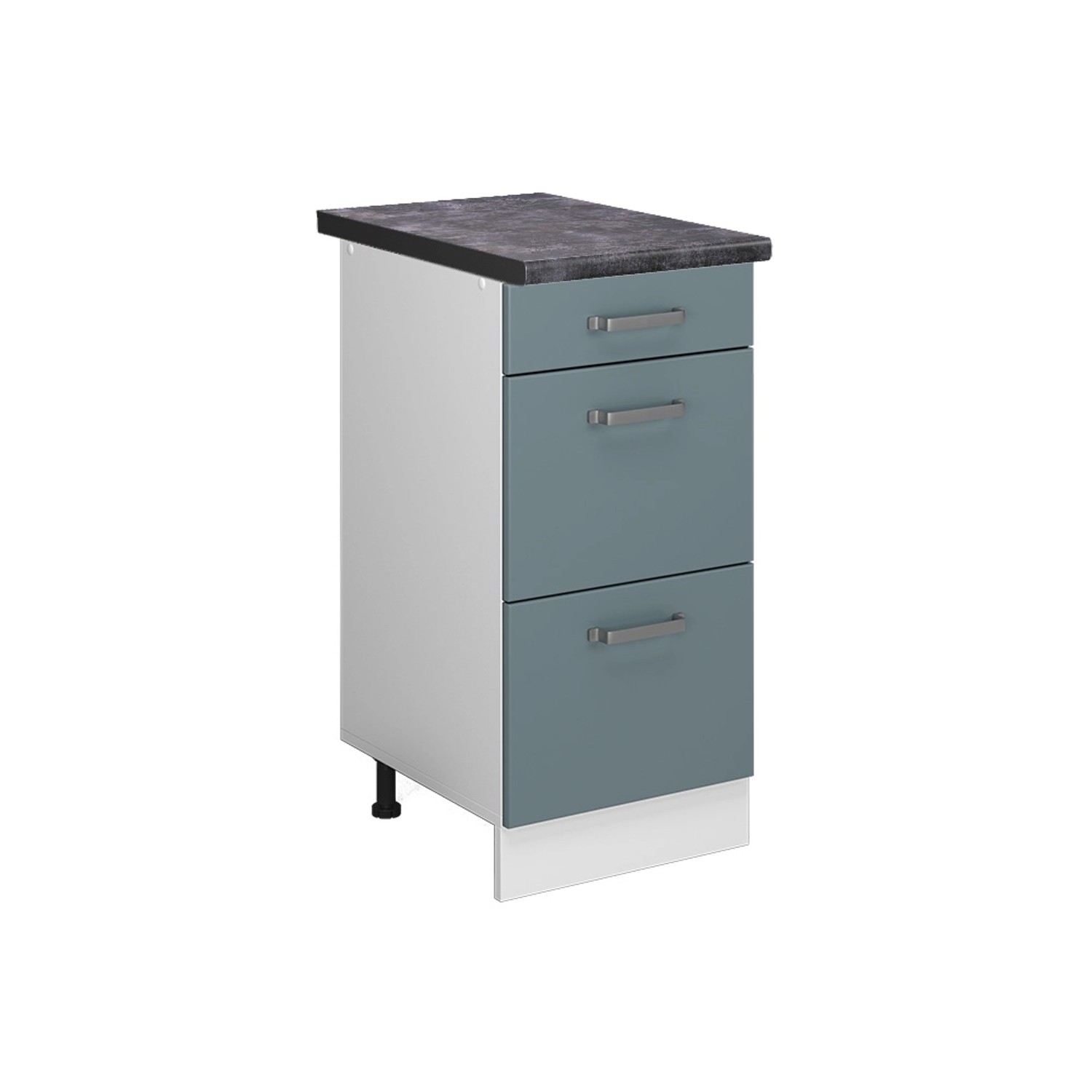 Vicco Küchenunterschrank R-Line Blau-Grau/Weiß 40 cm mit Schubladen AP Anthrazit