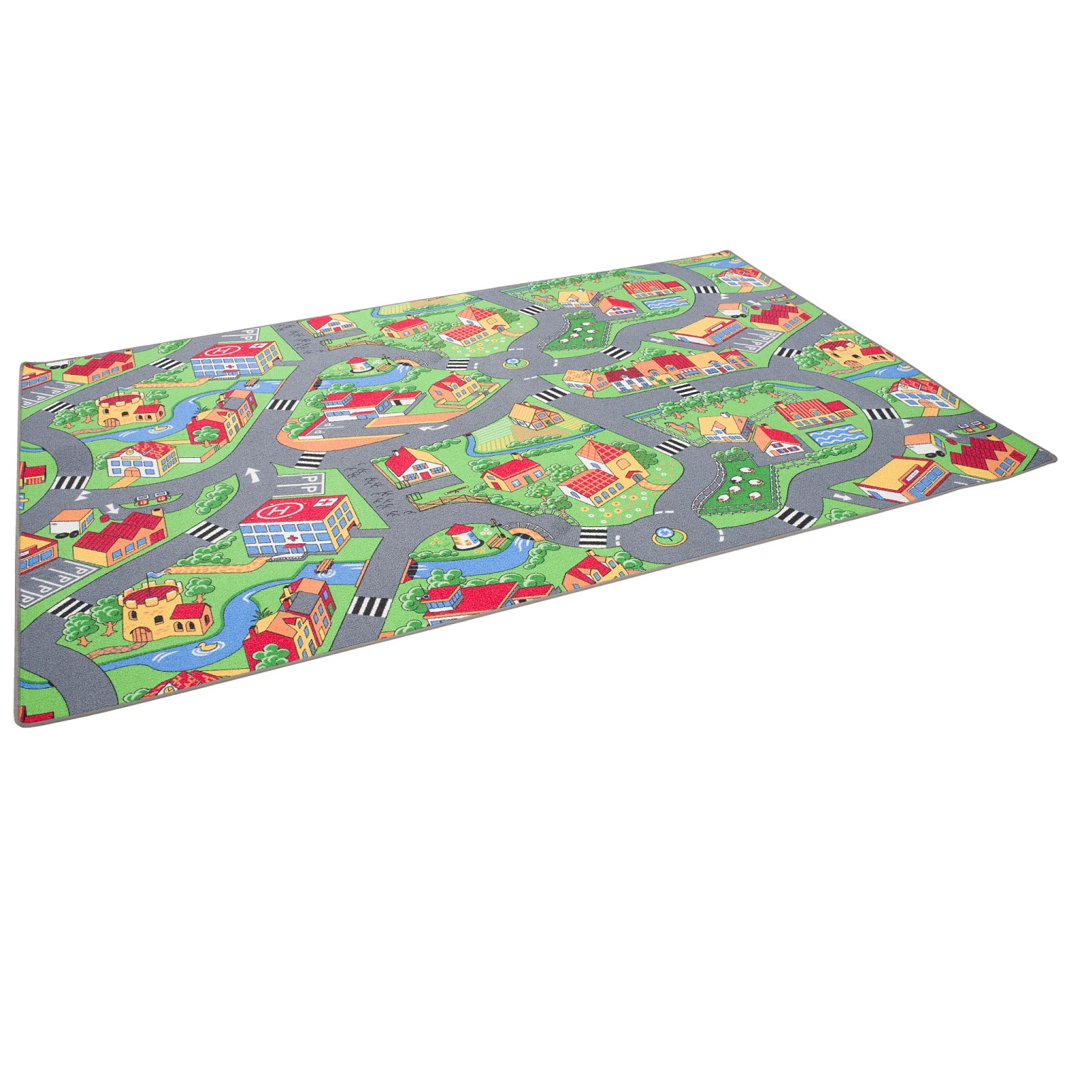 Snapstyle Kinder Spiel Straßenteppich Grün 80x160cm günstig online kaufen