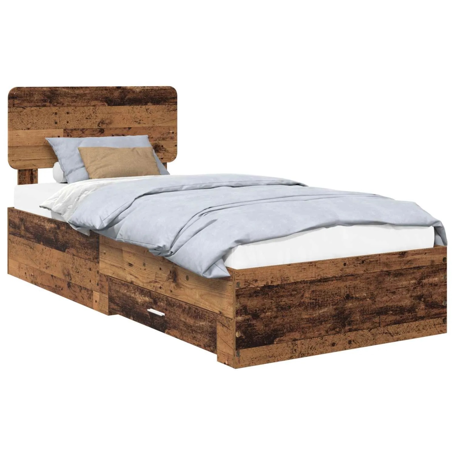 vidaXL Bettrahmen mit Kopfteil Altholz 90 x 190 cm Holzwerkstoff 3412434