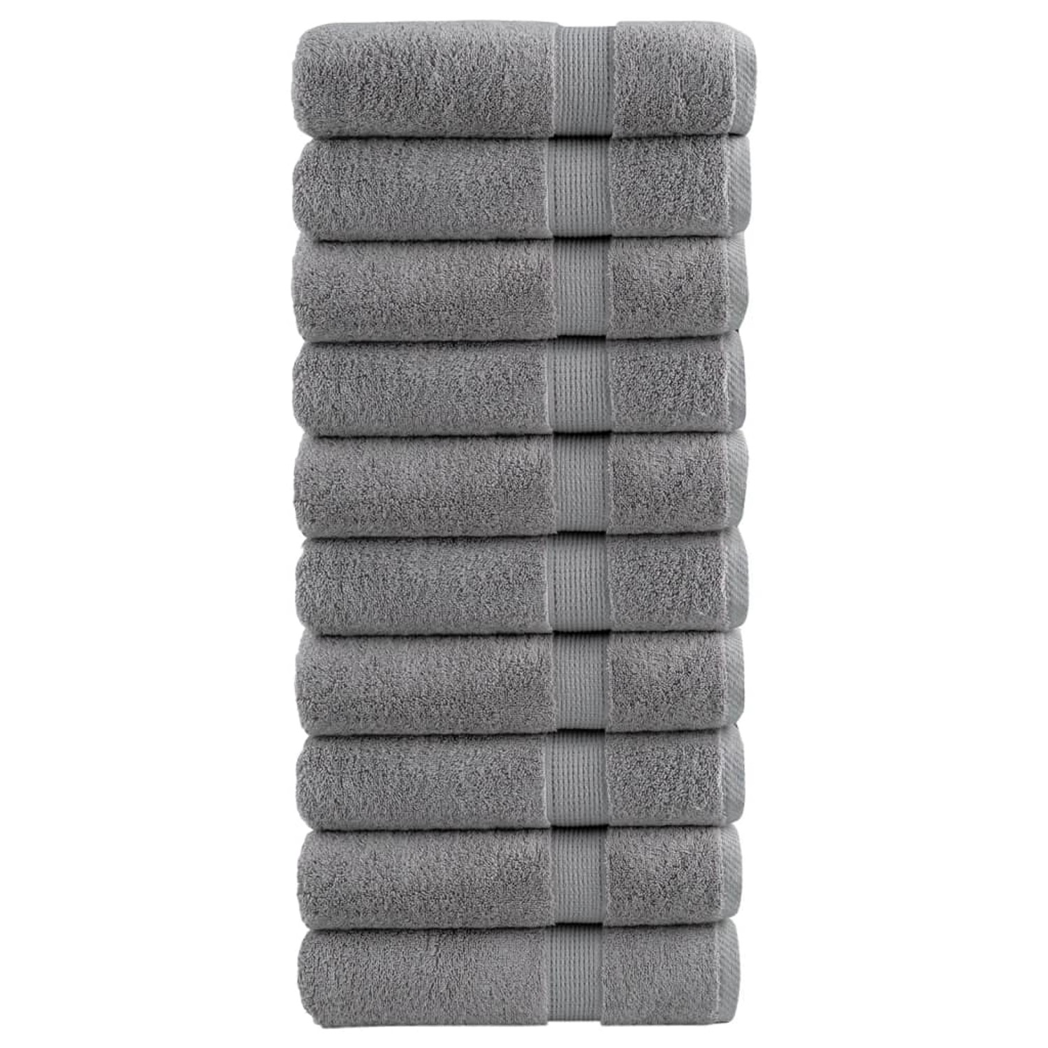 vidaXL Premium-Badetücher 10 Stk Grau 100x150cm 600g/m2 100% Baumwolle