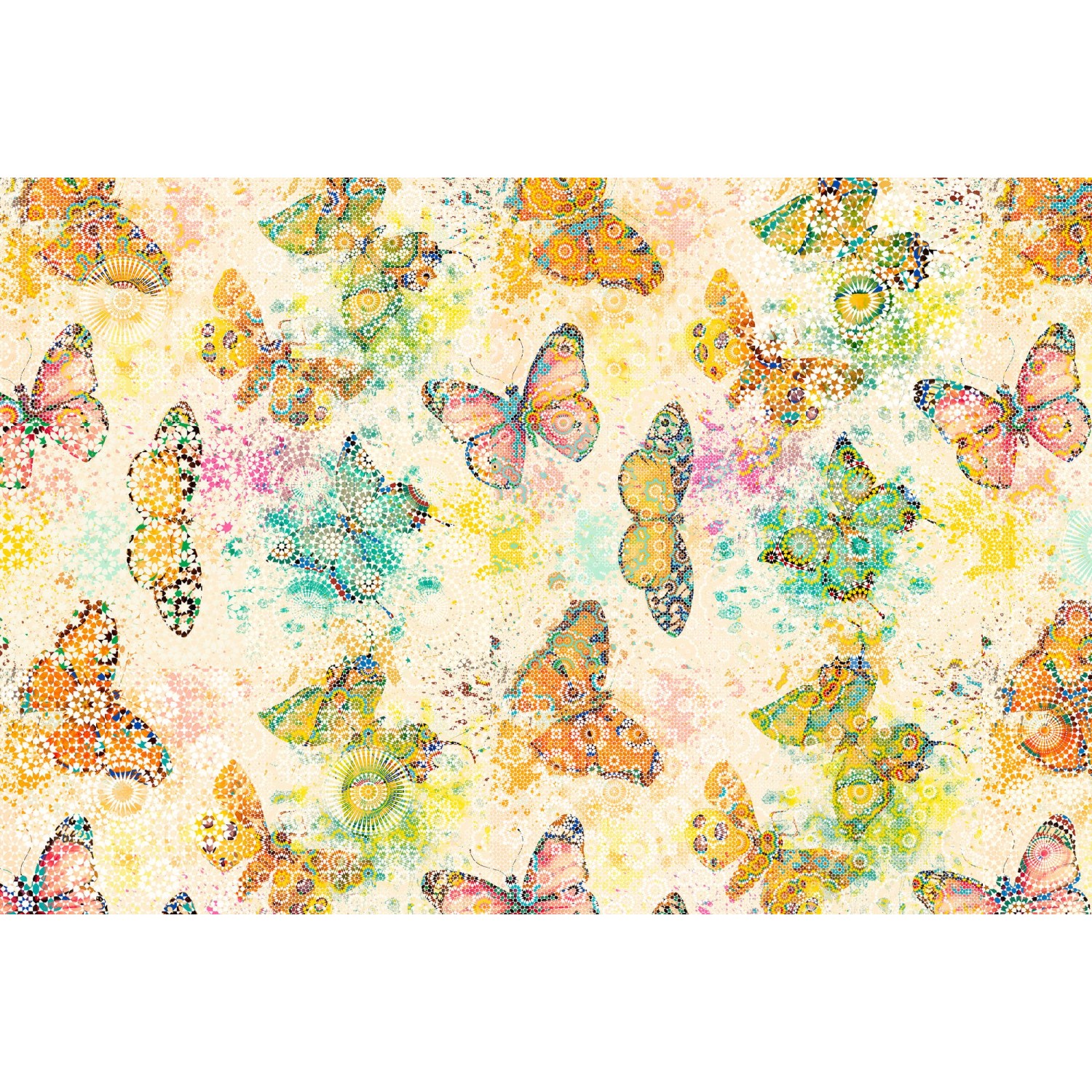 Fototapete Schmetterling Mosaik Grafik Bunt 4,00 m x 2,70 m FSC® günstig online kaufen