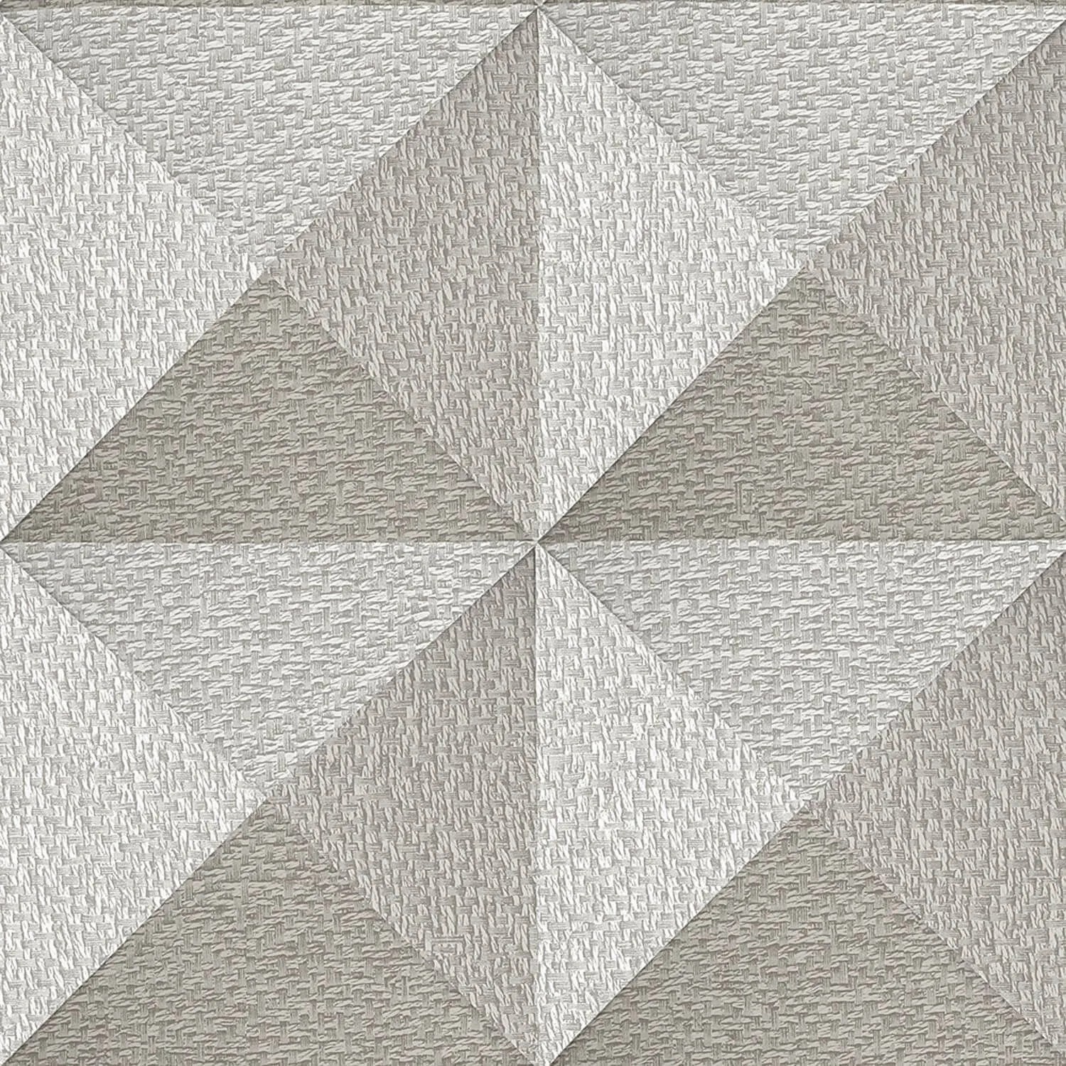 PROFHOME Sa524102-Di Luxus Tapete Geometrisch Glänzend Silber Grau 0,53 m x 10,05 m  5,33 m2