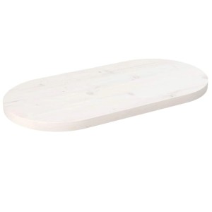 vidaXL Tischplatte Weiß 80x40x2,5 cm Massivholz Kiefer Oval 824351