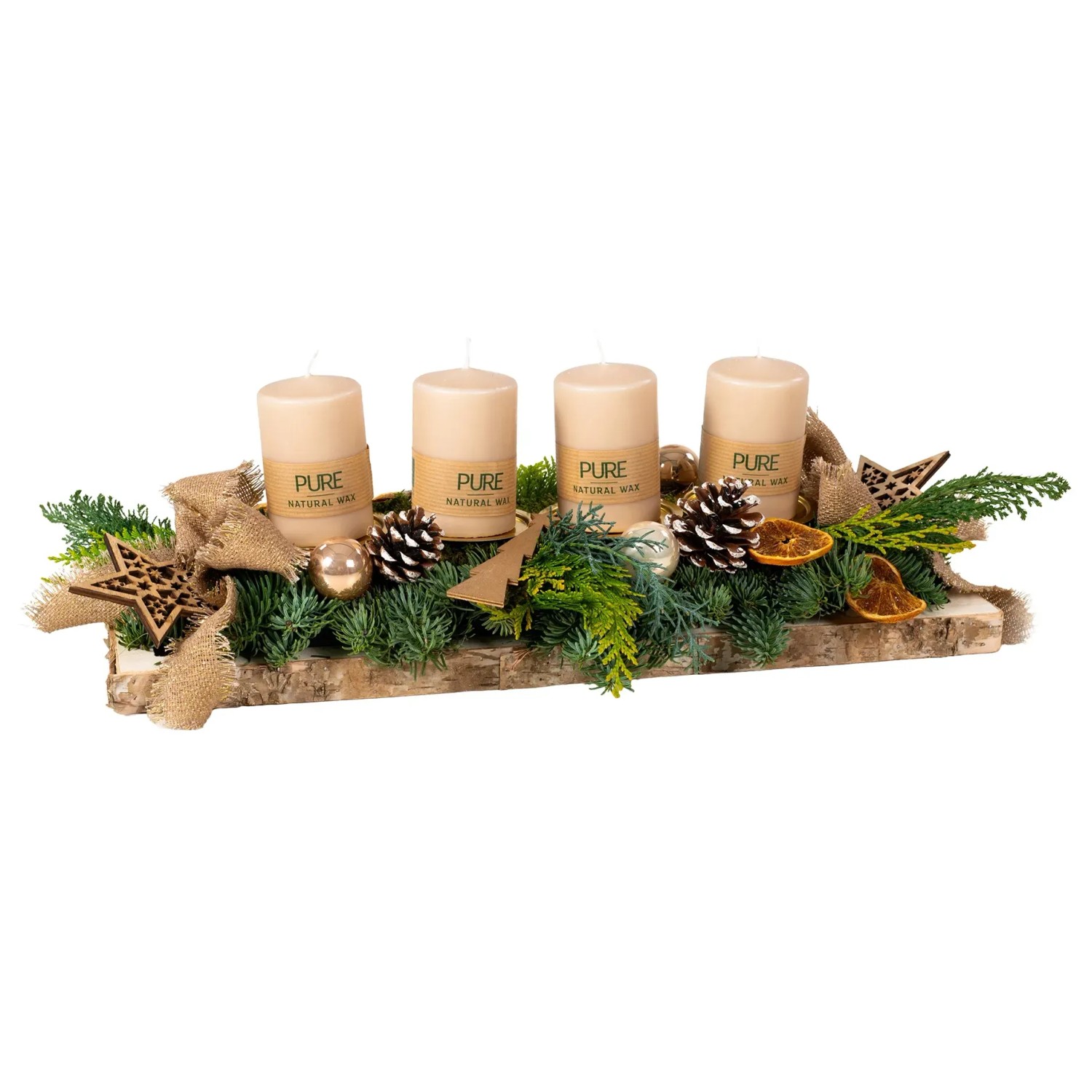 Adventskranz Nobilis mit 4 Stumpenkerzen Karamell 15 cm kaufen bei OBI