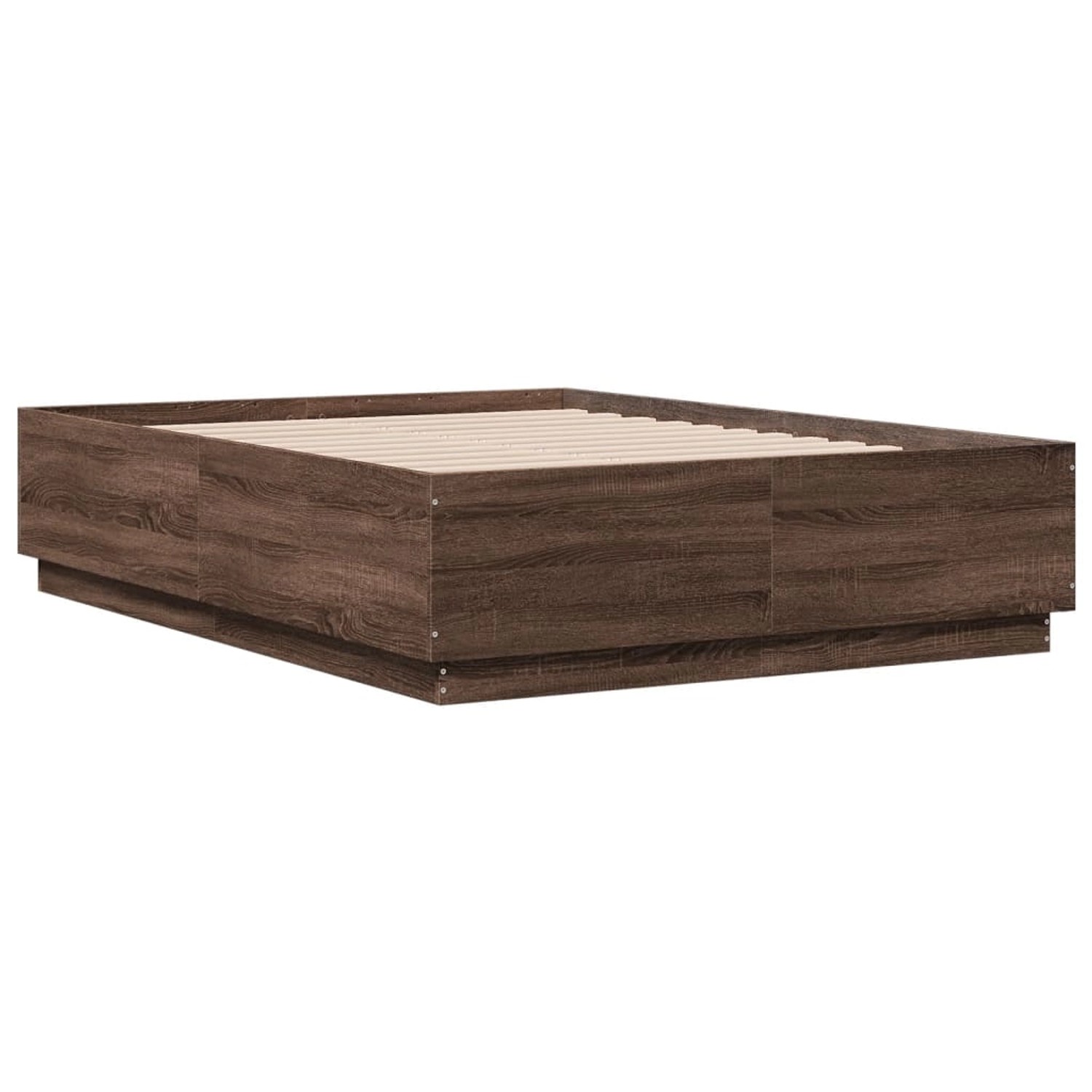 vidaXL Bettgestell mit LED Braun Eichen-Optik 135x190 cm Holzwerkstoff 3209 günstig online kaufen