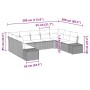 vidaXL Garten-Sofa-Set 9-tlg braun Poly Rattan mit Maßen, ideal für Terrasse und Garten.