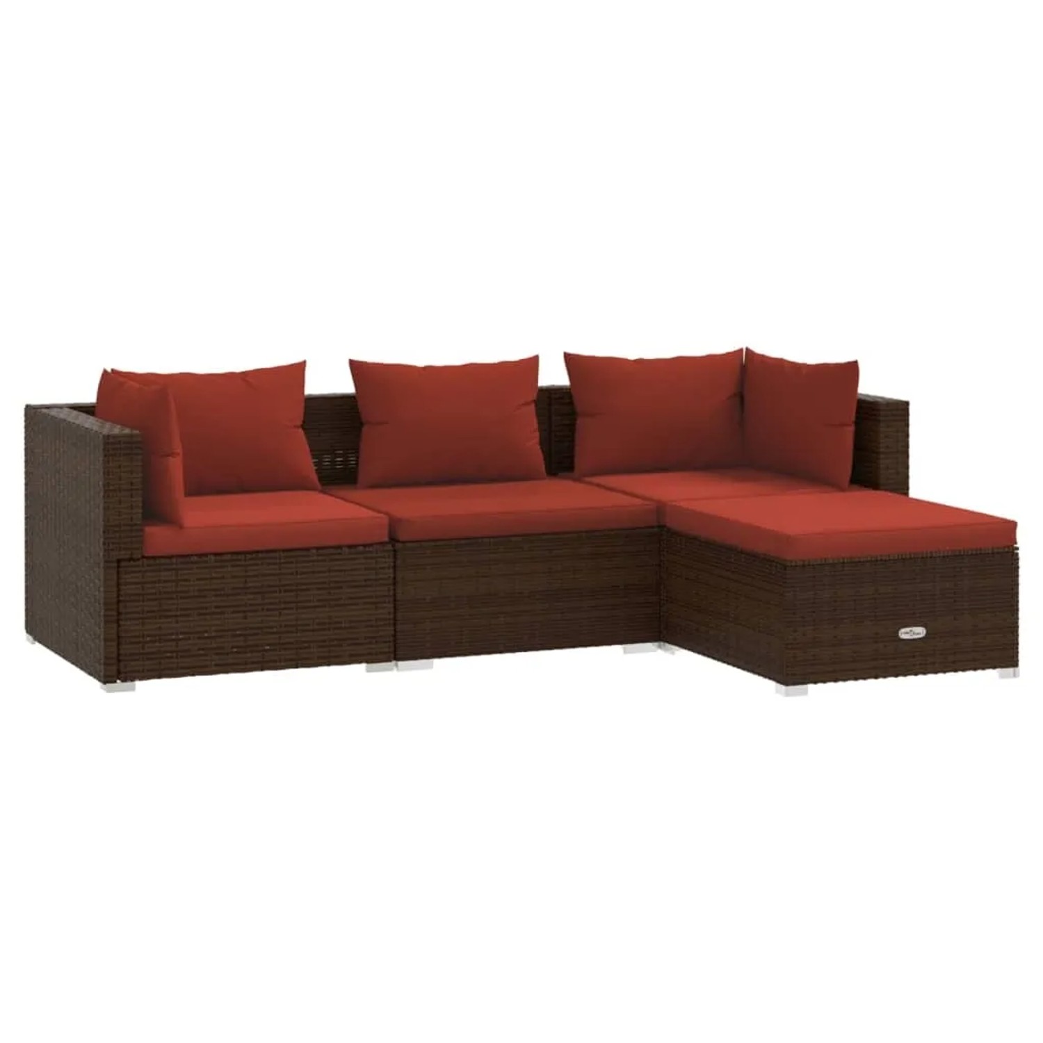 vidaXL 4-tlg Garten-Lounge-Set mit Kissen Poly Rattan Braun Modell 13
