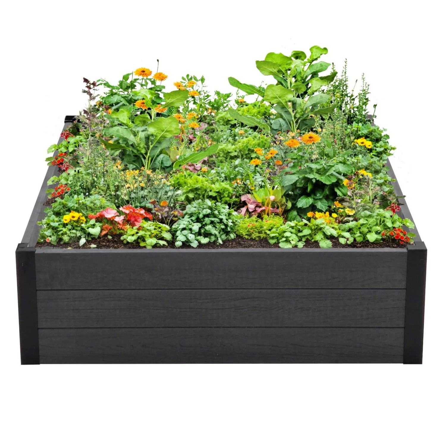 TRUTZHOLM Hochbeet Beeteinfassung Mit Wühlmausgitter 100x100x28,5 cm 260 Liter Holzoptik